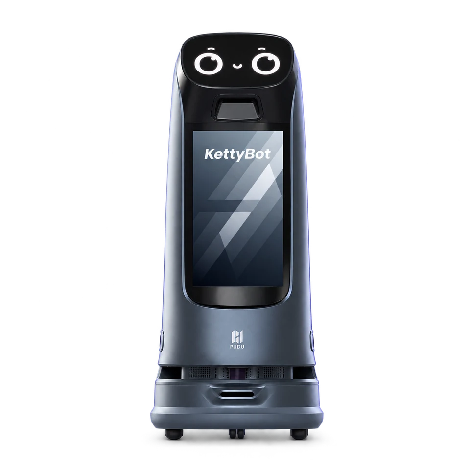 Studio portrait of PUDU Robotics KettyBot Pro